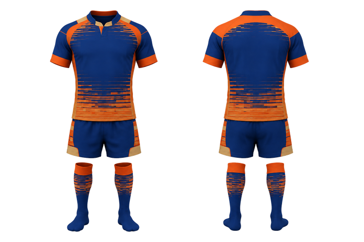 Cobalt Pixel To Panel Fade Built From Flat Bands Rugby Contact Match Kit Rugby teamwear design