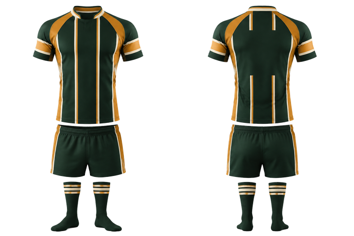 Bottle Green Wide Modern Pinstripe Field Rugby Contact Match Kit Rugby teamwear design