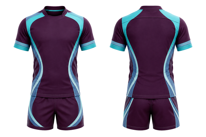 Plum Curved Body Mapped Side Flow Rugby Contact Training Kit Rugby teamwear design