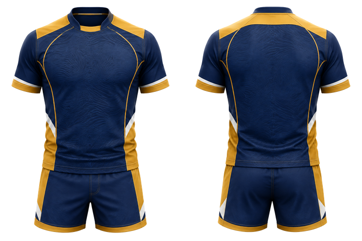 Marine Blue Low Contrast Ripple Map Rugby Contact Training Kit Rugby teamwear design