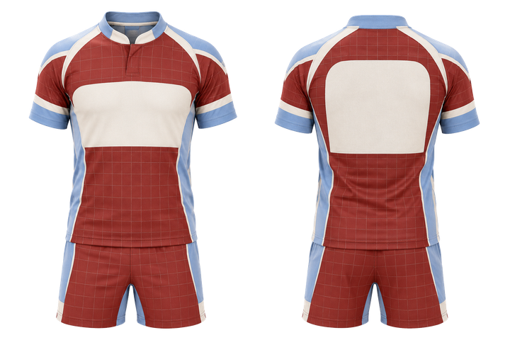 Brick Red Oversized Tonal Grid Rugby Contact Training Kit Rugby teamwear design
