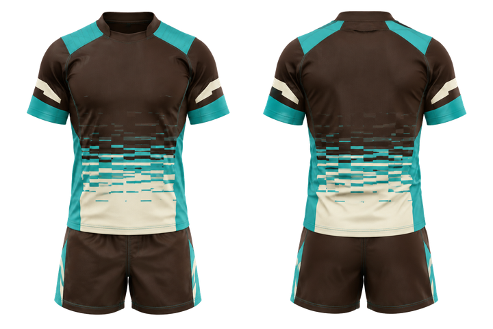 Dark Chocolate Pixel To Panel Fade Built From Flat Bands Rugby Contact Training Kit Rugby teamwear design