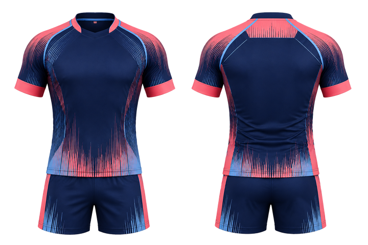Indigo Tonal Soundwave Rhythm Rugby Contact Training Kit Rugby teamwear design