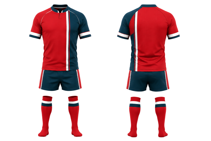 Club Red Offset Vertical Race Stripe Rugby Sevens Or Alternate Kit Rugby teamwear design