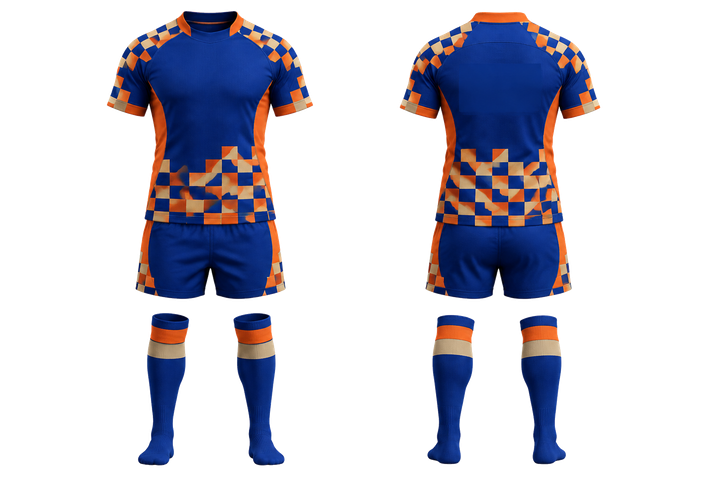 Cobalt Stepped Chequer Field With Original Spacing Rugby Women's Or Academy Rugby Kit Rugby teamwear design