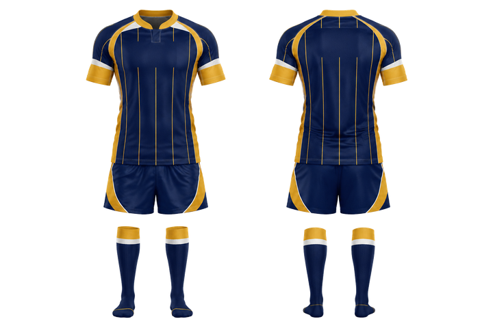 Marine Blue Wide Modern Pinstripe Field Rugby Women's Or Academy Rugby Kit Rugby teamwear design