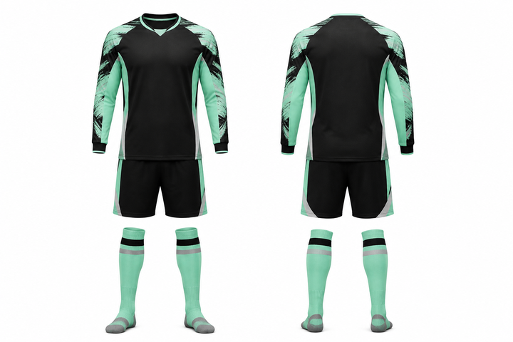 Obsidian Black Bold Sleeve To Side Bridge Soccer Goalkeeper Or Alternate Kit Soccer teamwear design