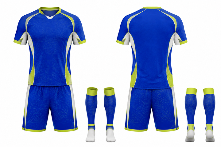 Royal Blue Contained Topographic Contour Field Soccer Match Kit Soccer teamwear design