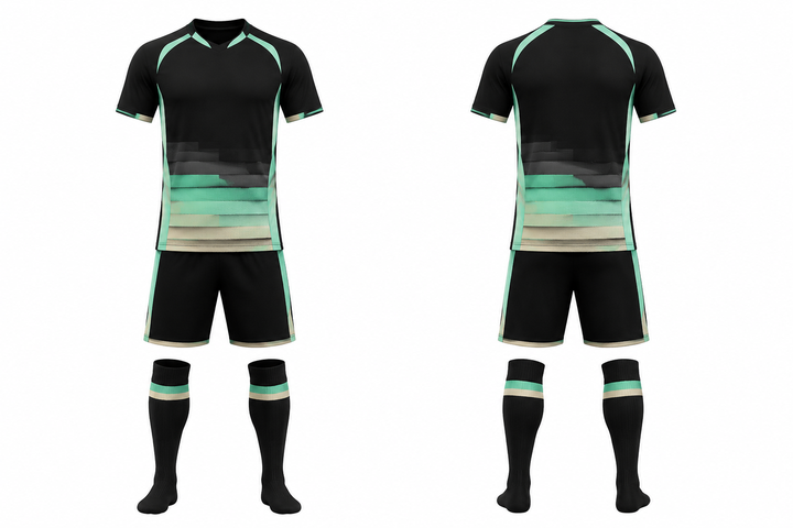 Obsidian Black Layered Horizon Bands Soccer Match Kit Soccer teamwear design
