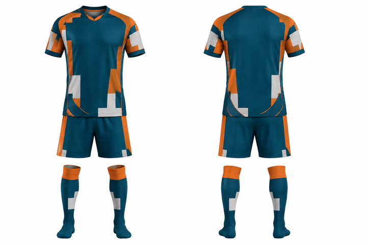 Petrol Teal Modular Block Mosaic Soccer Match Kit Soccer teamwear design