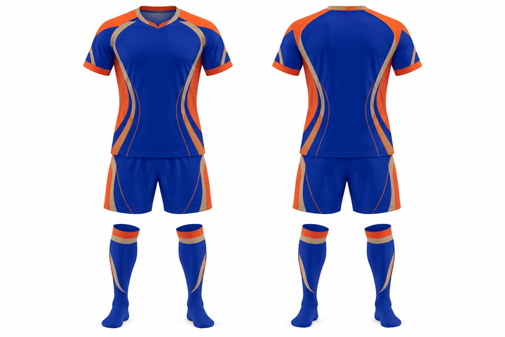 Cobalt Nested Contour Arcs Soccer Match Kit Soccer teamwear design