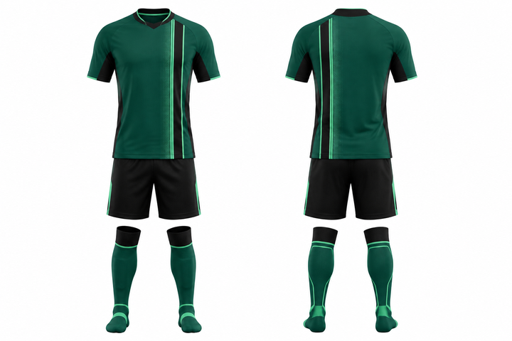 Emerald Offset Vertical Race Stripe Soccer Match Kit Soccer teamwear design