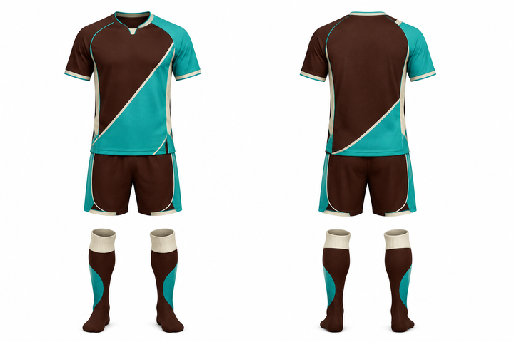 Dark Chocolate Split Sash Geometry Soccer Match Kit Soccer teamwear design