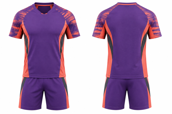 Purple Bold Sleeve To Side Bridge Soccer Training Kit Soccer teamwear design