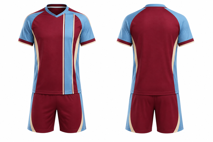 Deep Maroon Offset Vertical Race Stripe Soccer Training Kit Soccer teamwear design