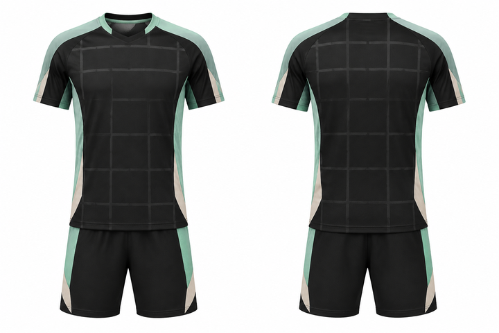Obsidian Black Oversized Tonal Grid Soccer Training Kit Soccer teamwear design