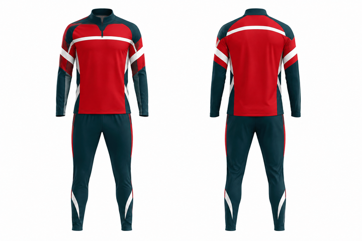 Club Red Layered Horizon Bands Soccer Warm Up Set Soccer teamwear design