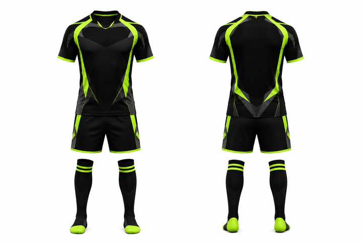 Black Faceted Shield Geometry Soccer Women's Or Academy Match Kit Soccer teamwear design