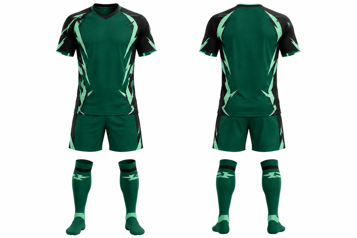 Emerald Negative Space Lightning Channel Soccer Women's Or Academy Match Kit Soccer teamwear design