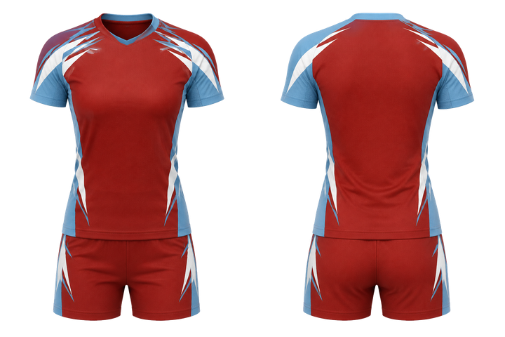 Brick Red Angular Shoulder Burst Volleyball Court Match Uniform Volleyball teamwear design