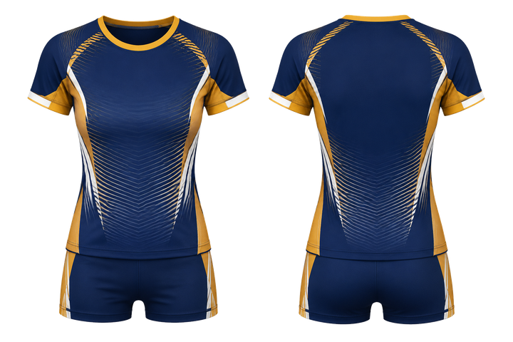 Marine Blue Compressed Gradient Illusion Made Only From Flat Bands Volleyball Court Match Uniform Volleyball teamwear design
