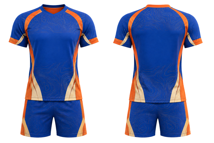 Cobalt Contained Topographic Contour Field Volleyball Court Match Uniform Volleyball teamwear design