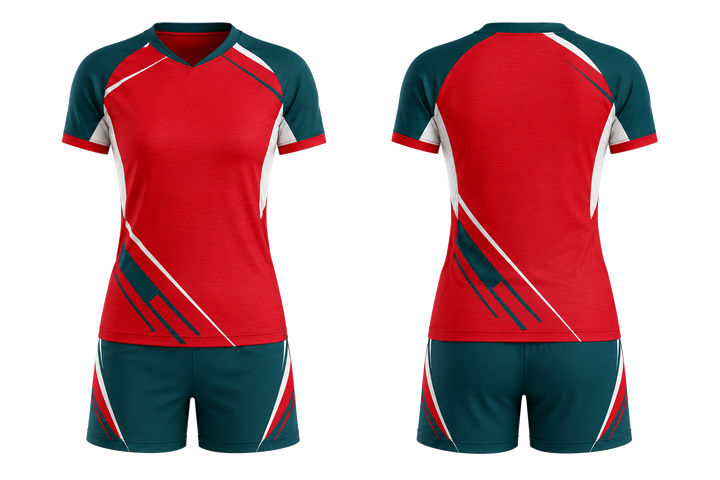 Club Red Diagonal Court Line Architecture Volleyball Court Match Uniform Volleyball teamwear design