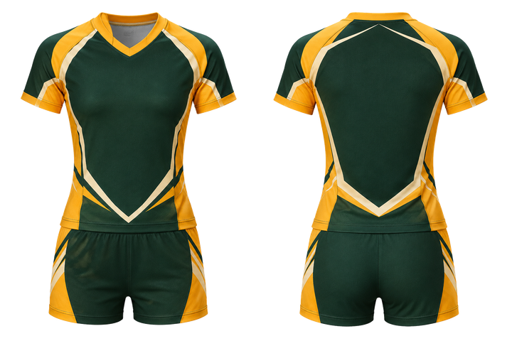 Bottle Green Faceted Shield Geometry Volleyball Court Match Uniform Volleyball teamwear design