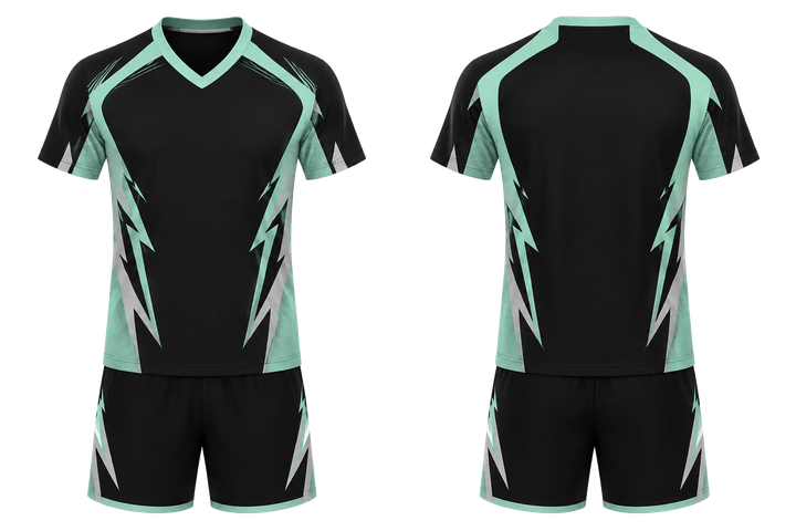 Obsidian Black Negative Space Lightning Channel Volleyball Court Match Uniform Volleyball teamwear design