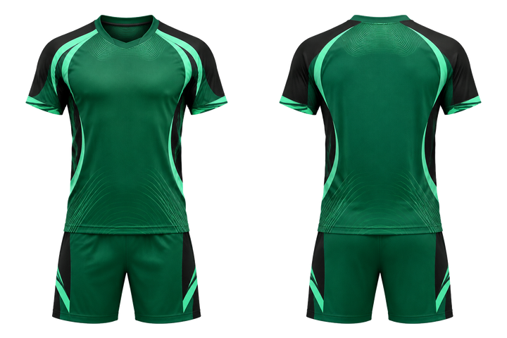 Emerald Nested Contour Arcs Volleyball Court Match Uniform Volleyball teamwear design