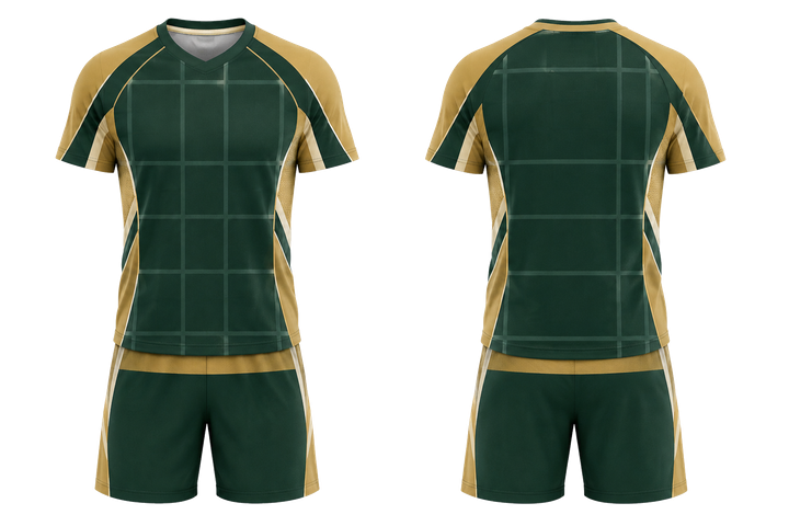 Forest Green Oversized Tonal Grid Volleyball Court Match Uniform Volleyball teamwear design