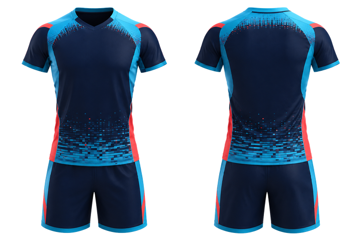 Midnight Navy Pixel To Panel Fade Built From Flat Bands Volleyball Court Match Uniform Volleyball teamwear design