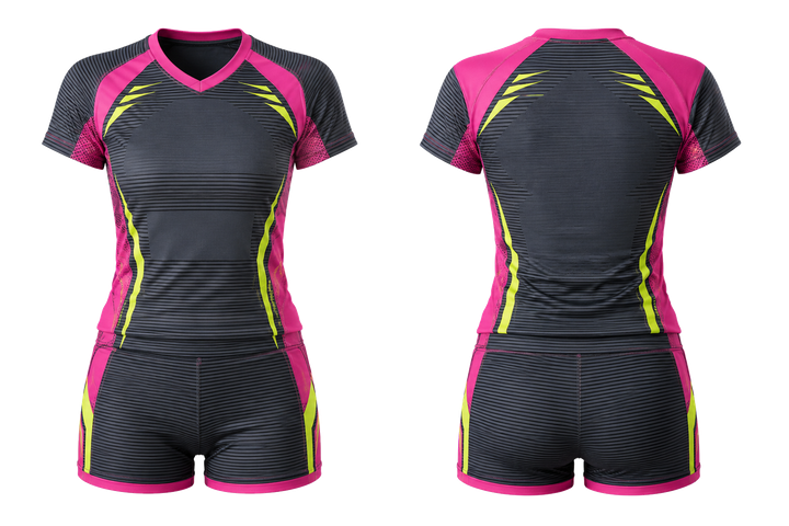 Slate Retro Micro Stripe With Modern Panel Breaks Volleyball Court Match Uniform Volleyball teamwear design
