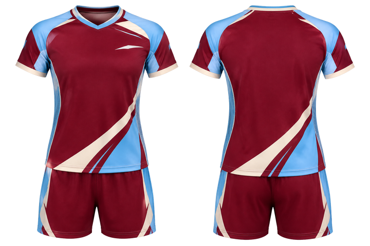 Deep Maroon Split Sash Geometry Volleyball Court Match Uniform Volleyball teamwear design