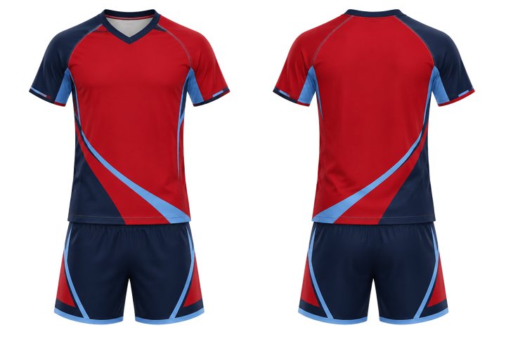 Deep Red Asymmetric Speed Panel Sweep Volleyball Court Training Set Volleyball teamwear design