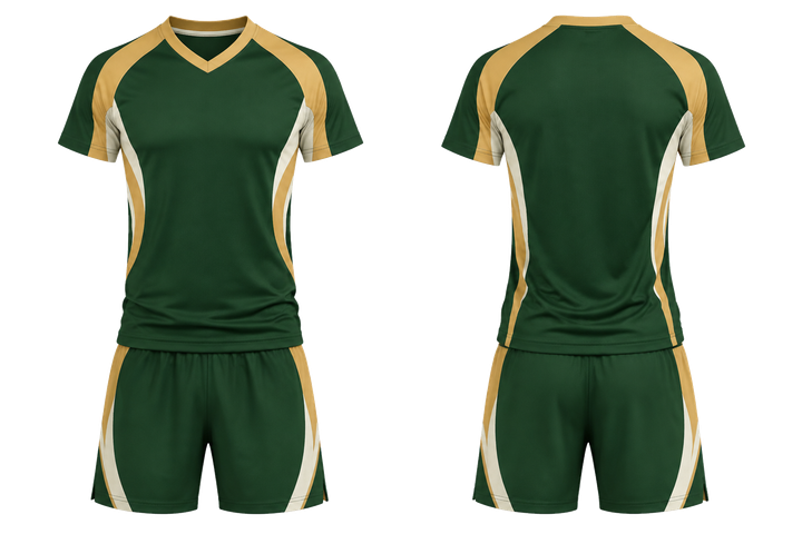 Forest Green Bold Sleeve To Side Bridge Volleyball Court Training Set Volleyball teamwear design