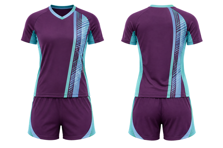 Plum Offset Vertical Race Stripe Volleyball Court Training Set Volleyball teamwear design