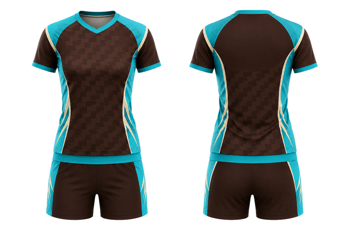 Dark Chocolate Stepped Chequer Field With Original Spacing Volleyball Court Training Set Volleyball teamwear design