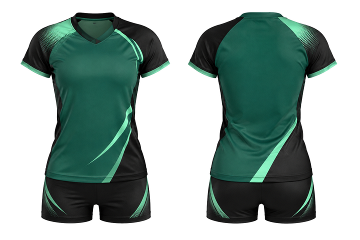 Emerald Asymmetric Speed Panel Sweep Volleyball Libero Or Alternate Uniform Volleyball teamwear design