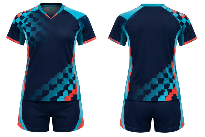 Midnight Navy Stepped Chequer Field With Original Spacing Volleyball Libero Or Alternate Uniform Volleyball teamwear design