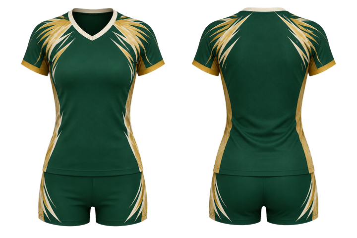 Forest Green Angular Shoulder Burst Volleyball Women's Or Youth Court Uniform Volleyball teamwear design