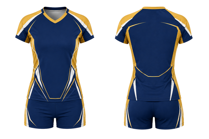 Marine Blue Faceted Shield Geometry Volleyball Women's Or Youth Court Uniform Volleyball teamwear design