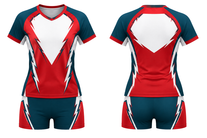 Club Red Negative Space Lightning Channel Volleyball Women's Or Youth Court Uniform Volleyball teamwear design