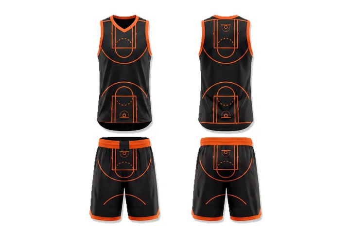 Court lines Contrast binding Basketball teamwear design
